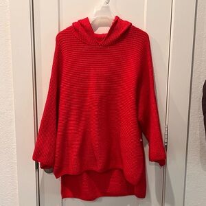 Old Navy Bold Long Red Knit Poncho